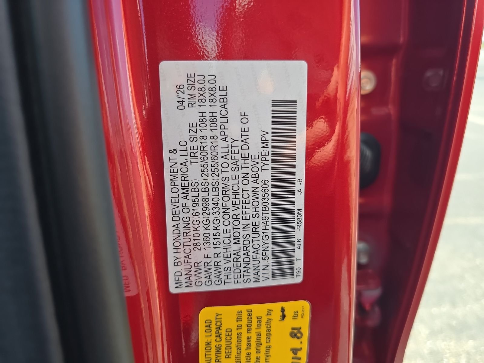 New 2026 Radiant Red Metallic II Honda EX-L image 29