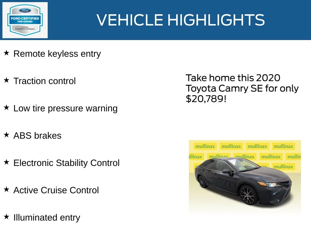 Certified Used 2020 Blue Toyota SE image 12