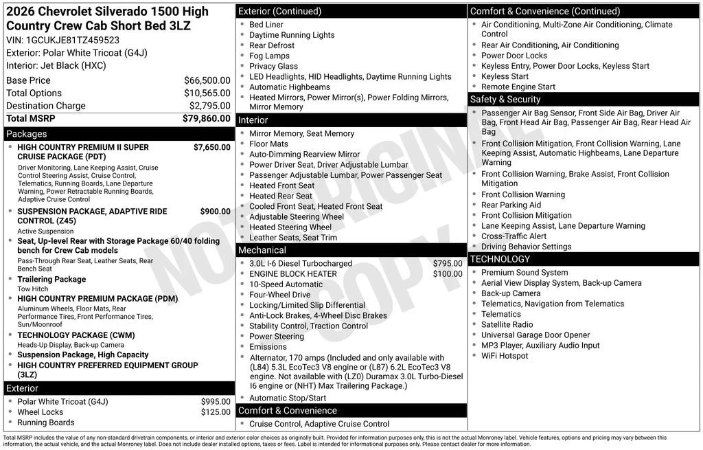 New 2026 Polar White Tricoat Chevrolet High Country image 5