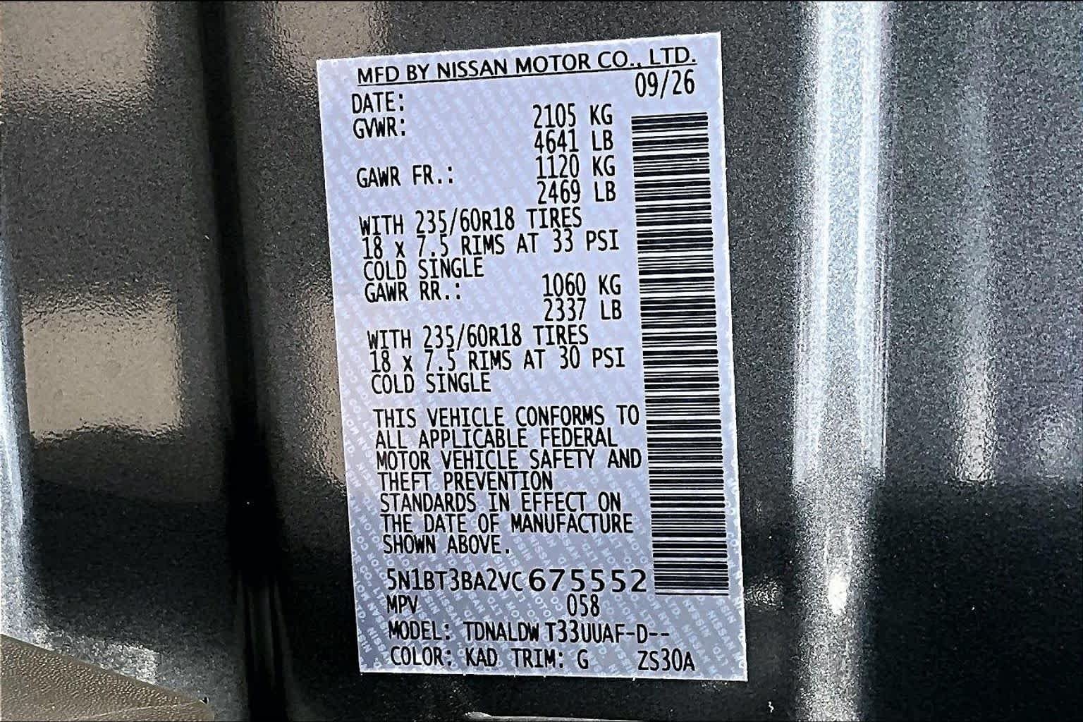 New 2027 Gun Metallic Nissan SV image 18