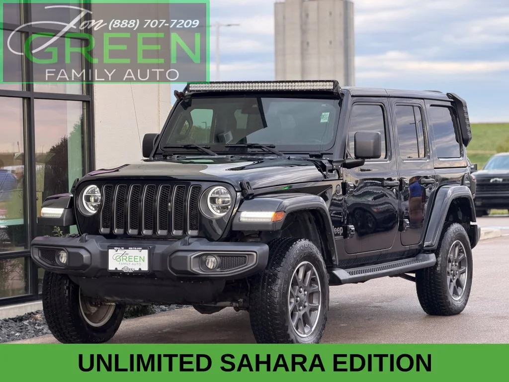 Used 2021 Black Jeep Unlimited Sahara image 1