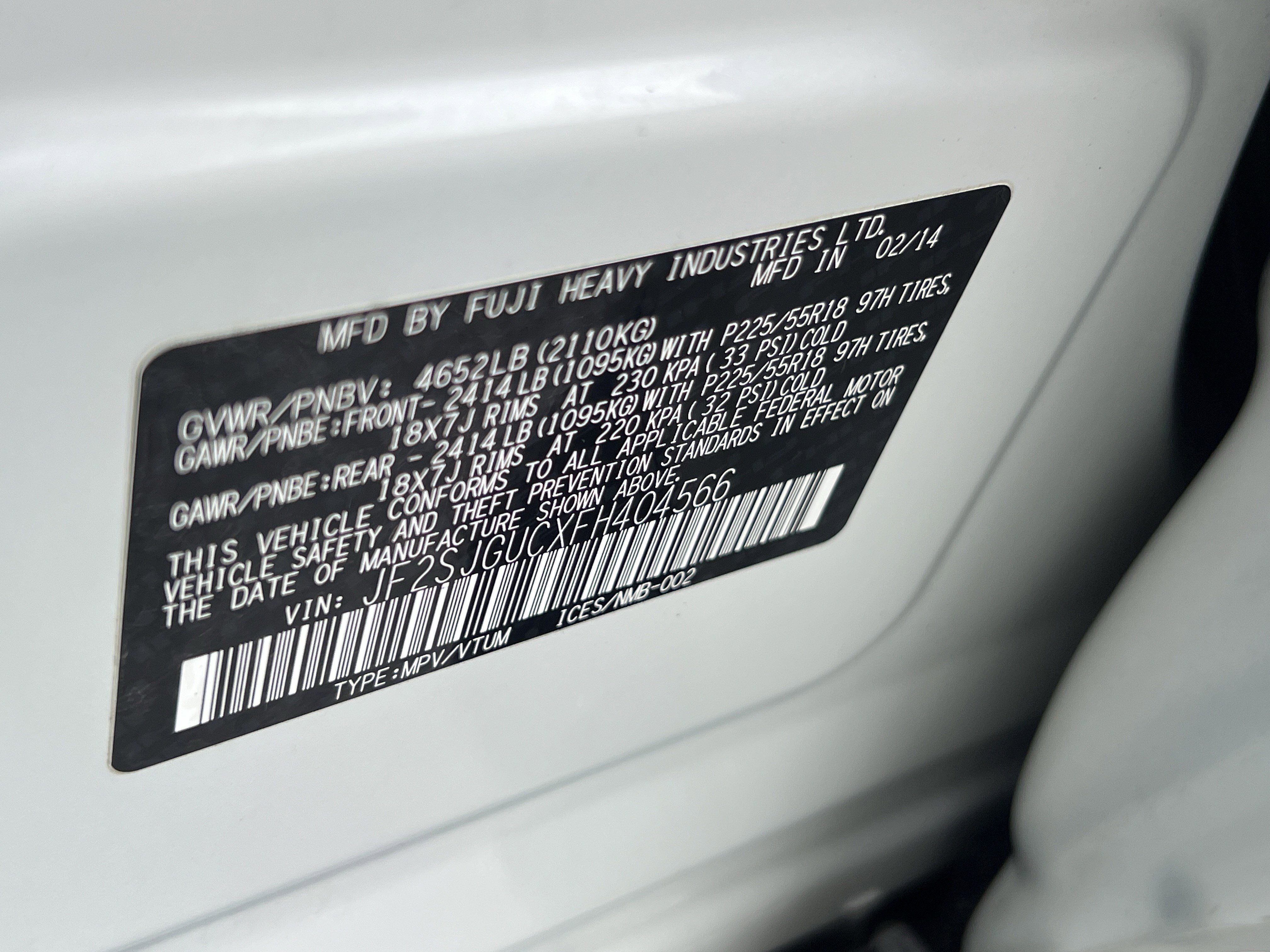Used 2015 Satin White Pearl Subaru 2.0XT Touring image 36