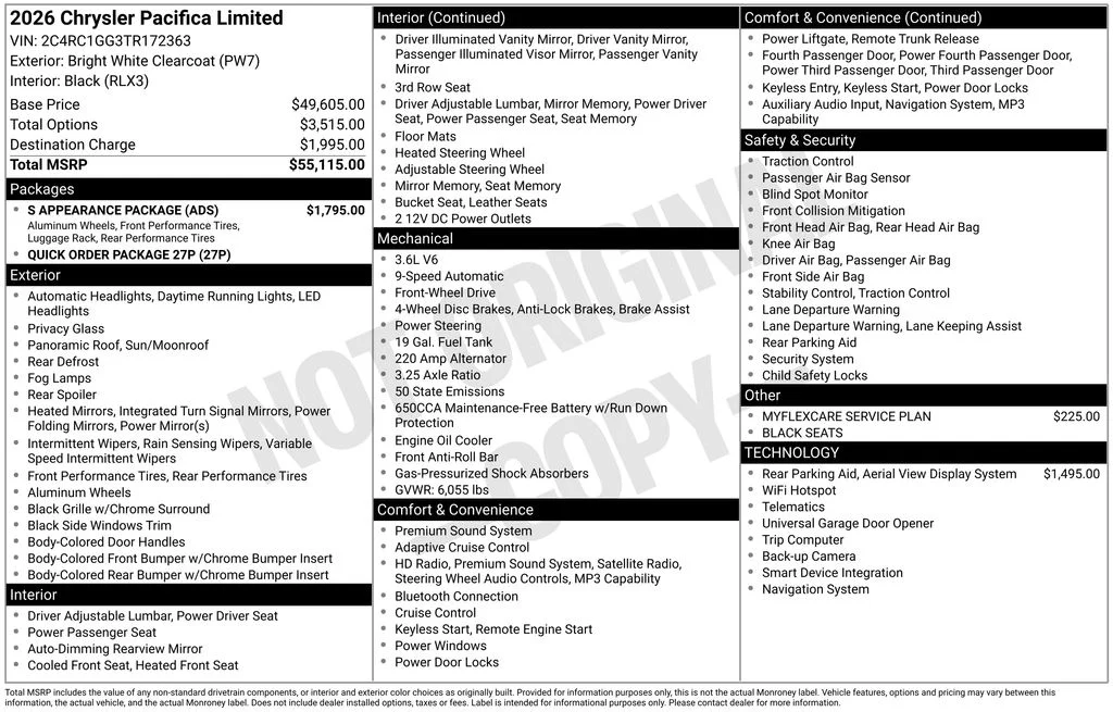 New 2026 Bright White Clear-Coat Exterior Paint Chrysler Limited image 6