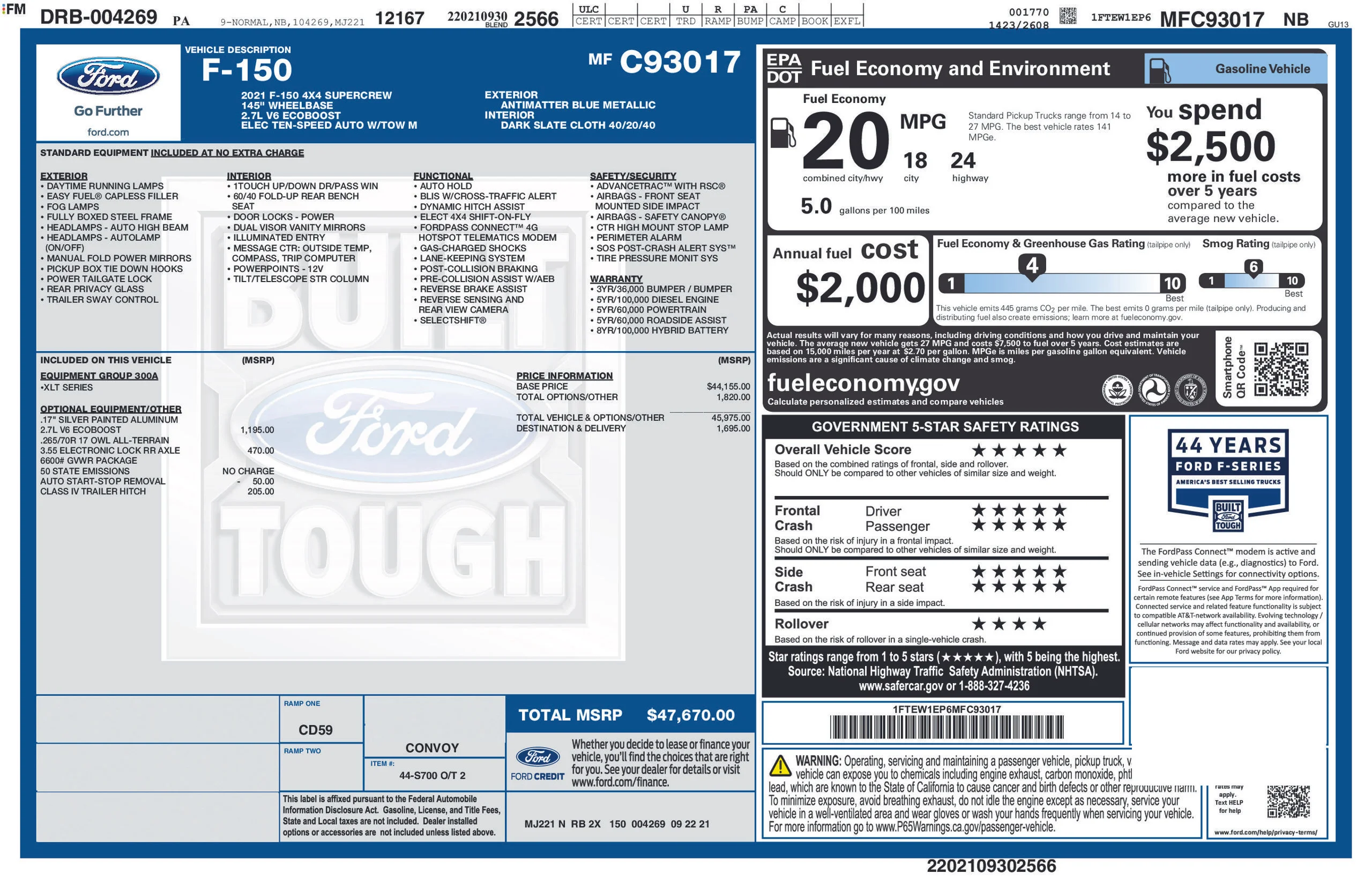 Used 2021 Blue Metallic Ford XLT image 6