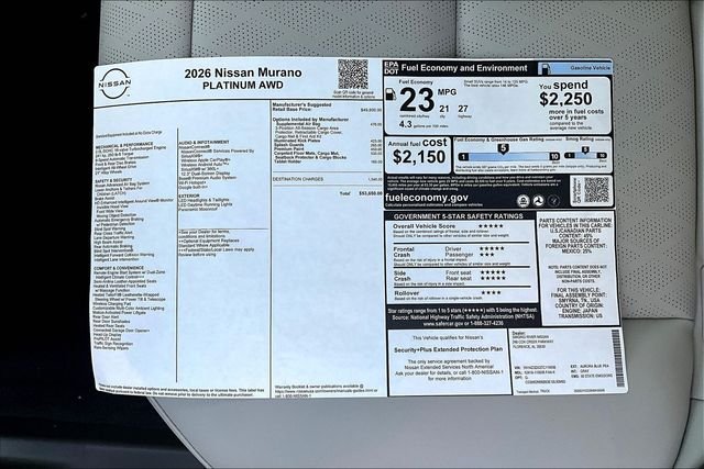 New 2026 Nissan Murano Platinum 4D Sport Utility