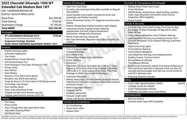 Used 2022 Summit White Chevrolet WT image 7