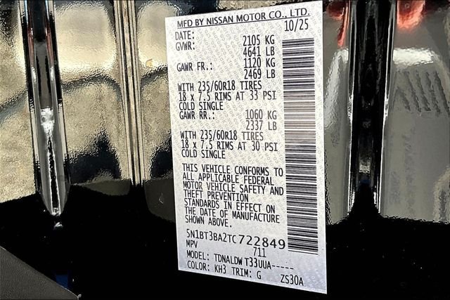 New 2026 Nissan Rogue 1.5L VC-Turbo SV