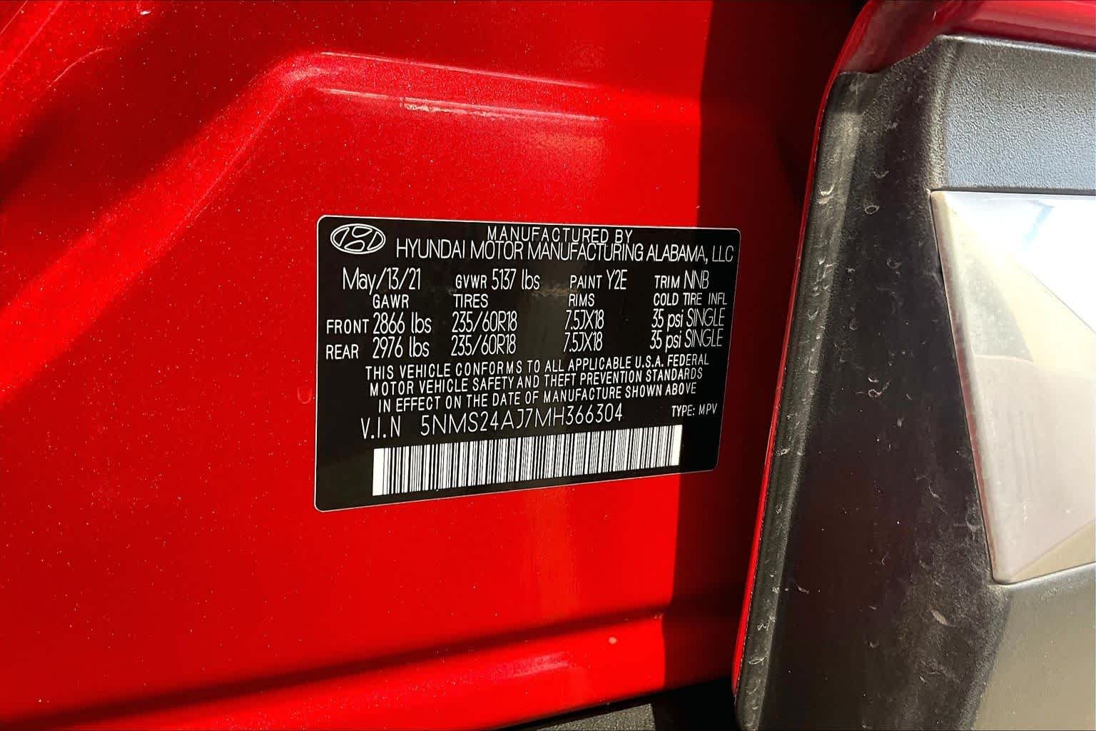Used 2021 Calypso Red Hyundai SEL image 33