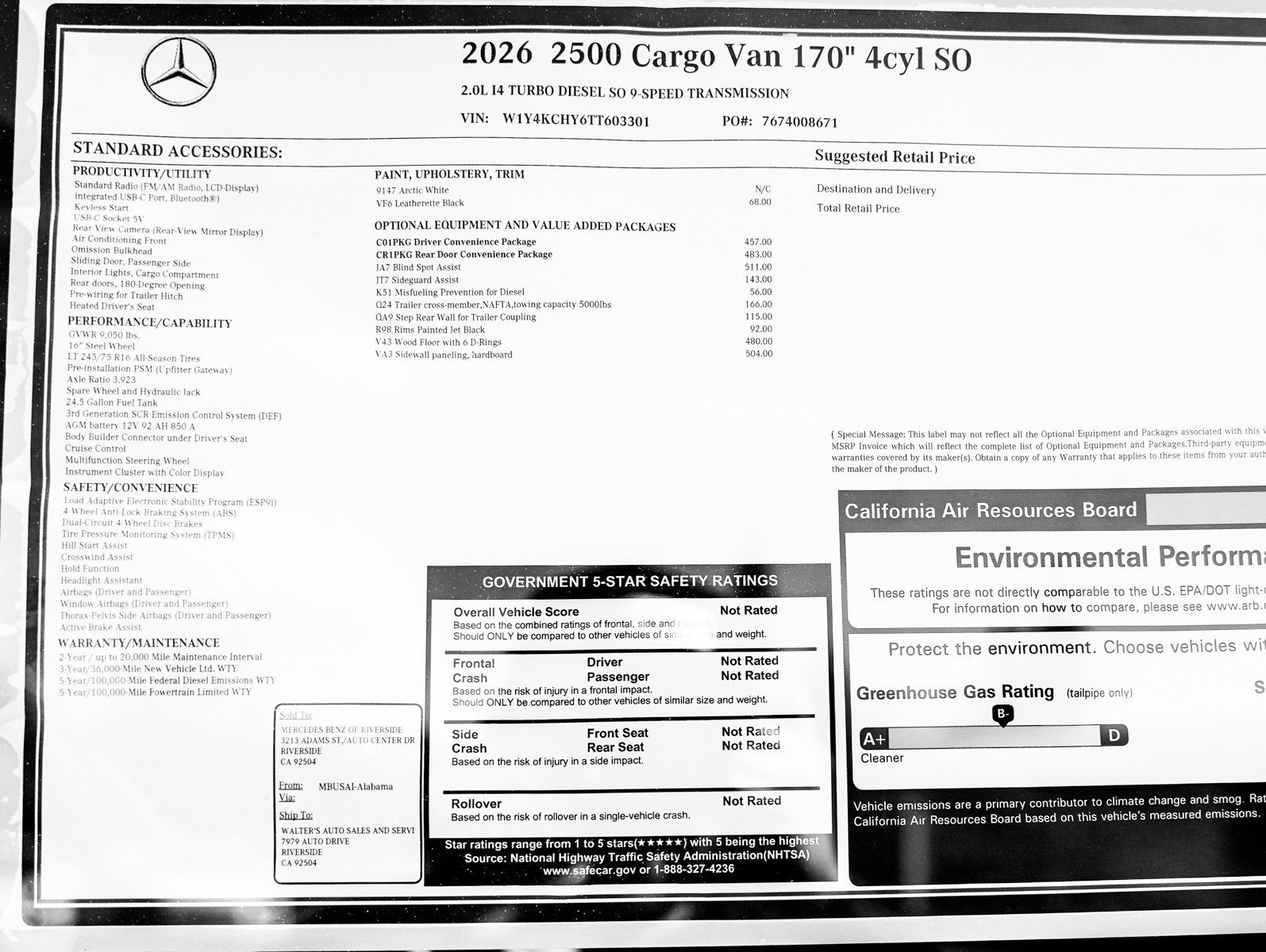 New 2026 Arctic+White Mercedes-Benz 2500 High Roof I4 Diesel 170 RWD image 27