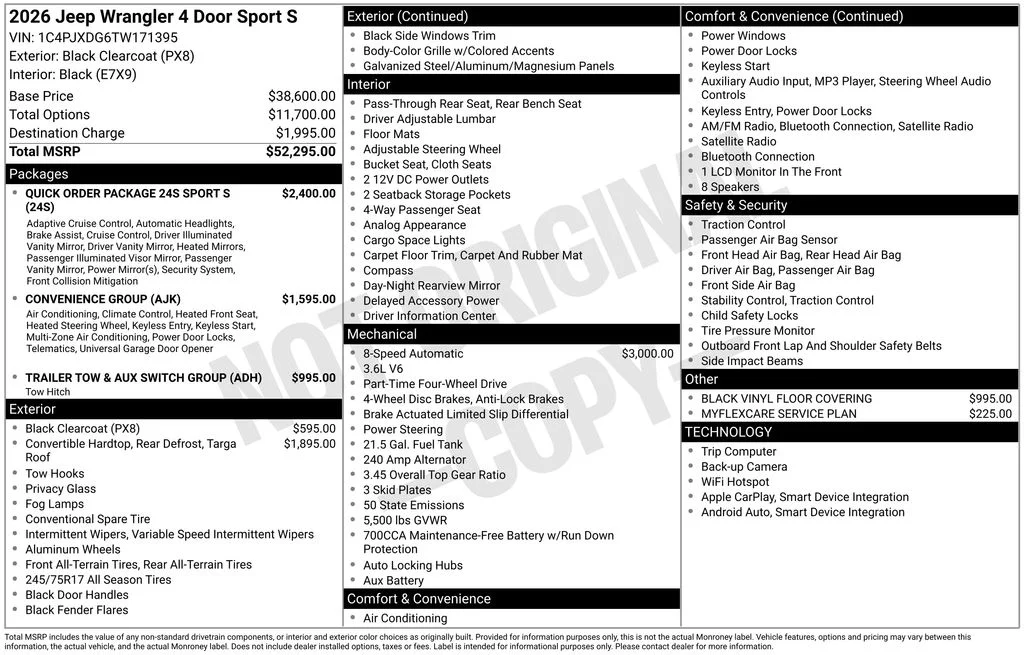New 2026 Black Clearcoat Jeep Sport S image 6