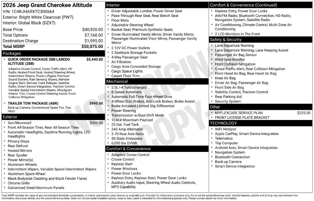New 2026 Bright White Clear-Coat Exterior Paint Jeep Laredo image 38