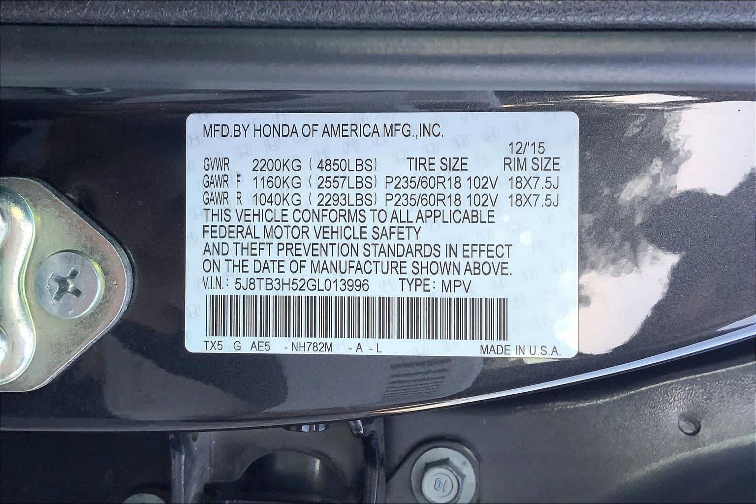 Used 2016 Graphite Luster Metallic Acura Tech/AcuraWatch Plus Pkg image 34