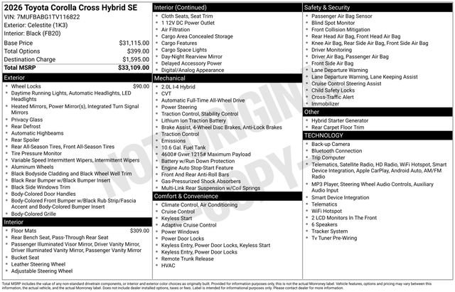 New 2026 Celestite Toyota  SE image 32