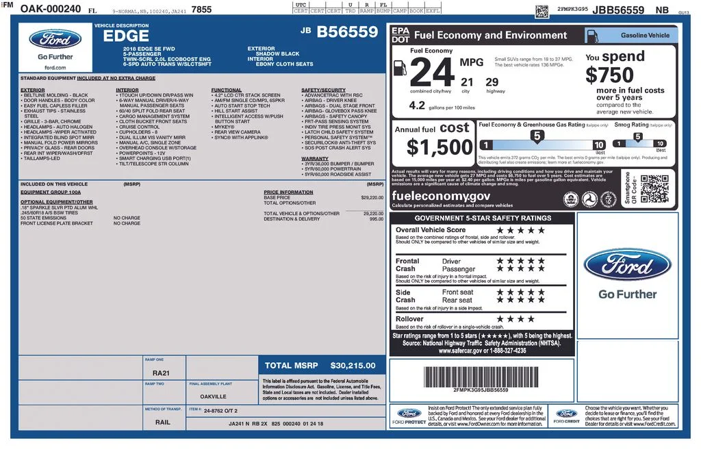 Certified Used 2018 Black Ford SE image 2