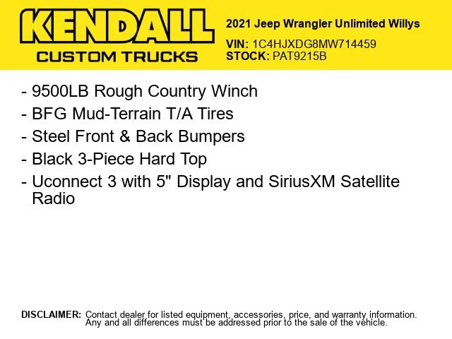 Used 2021 Red Jeep Unlimited Willys image 2