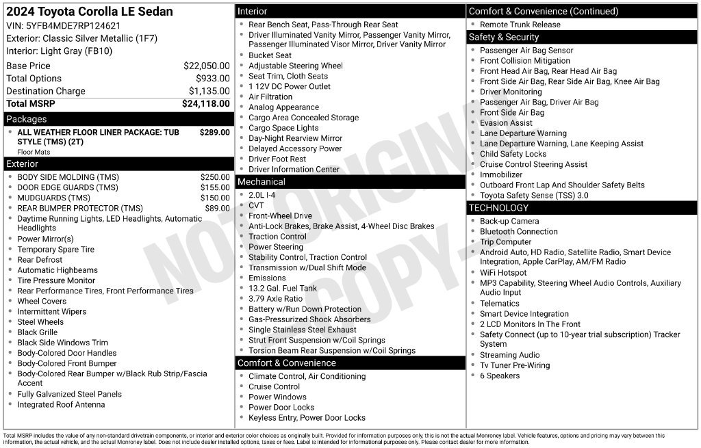 Certified Used 2024 Silver Toyota LE image 10