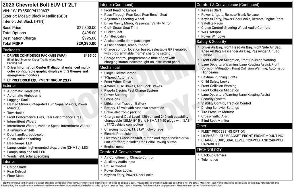 Certified 2023 Chevrolet Bolt EUV LT with VIN 1G1FY6S00P4120637 for sale in Smyrna, GA