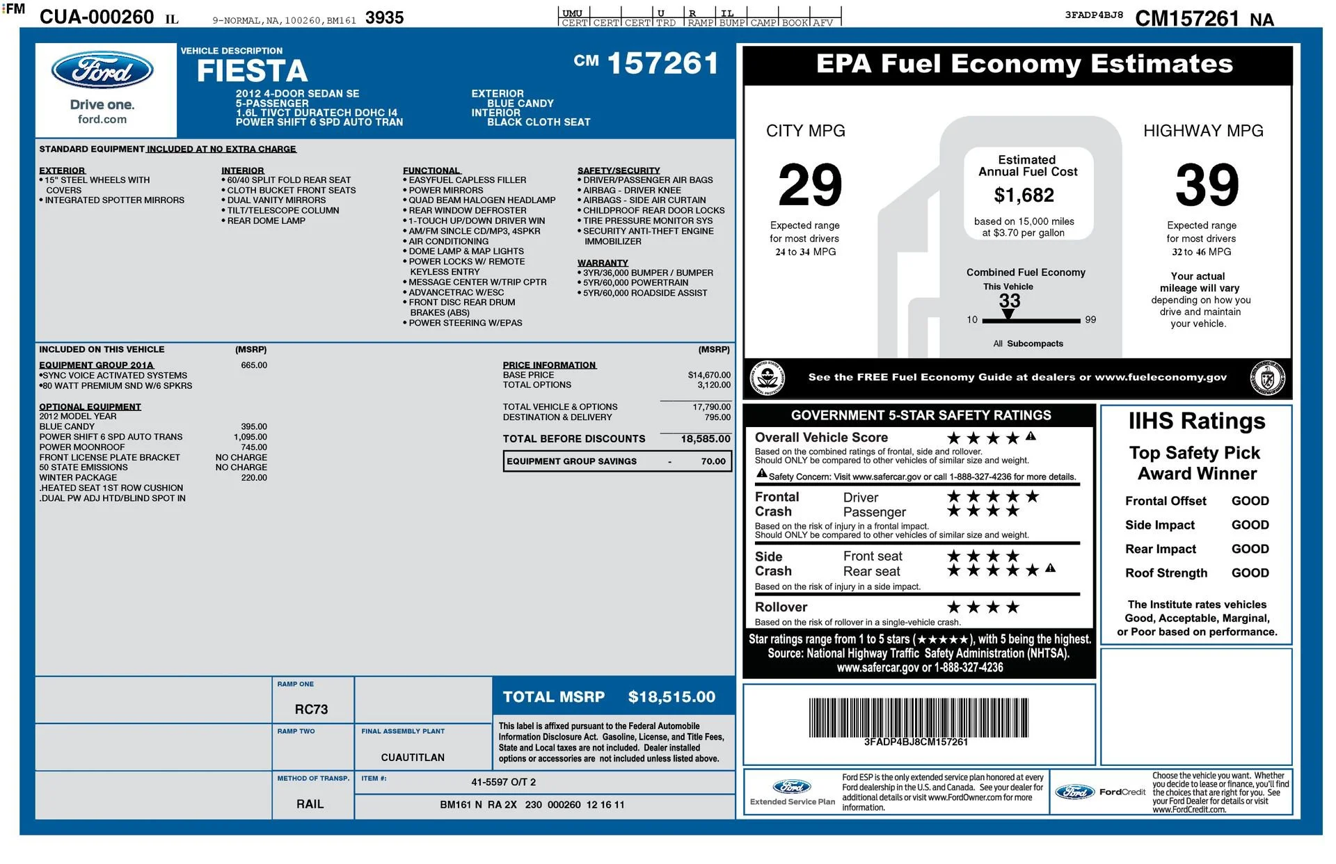 Used 2012 Blue Ford SE image 3
