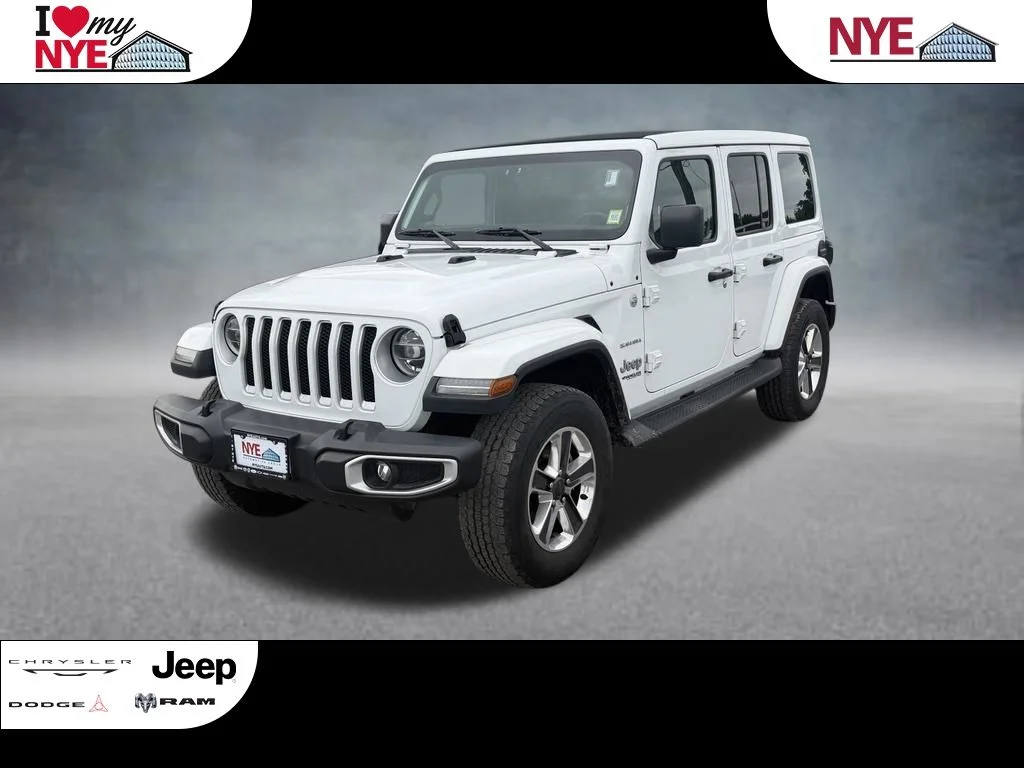 Used 2021 White Jeep Unlimited Sahara image 1