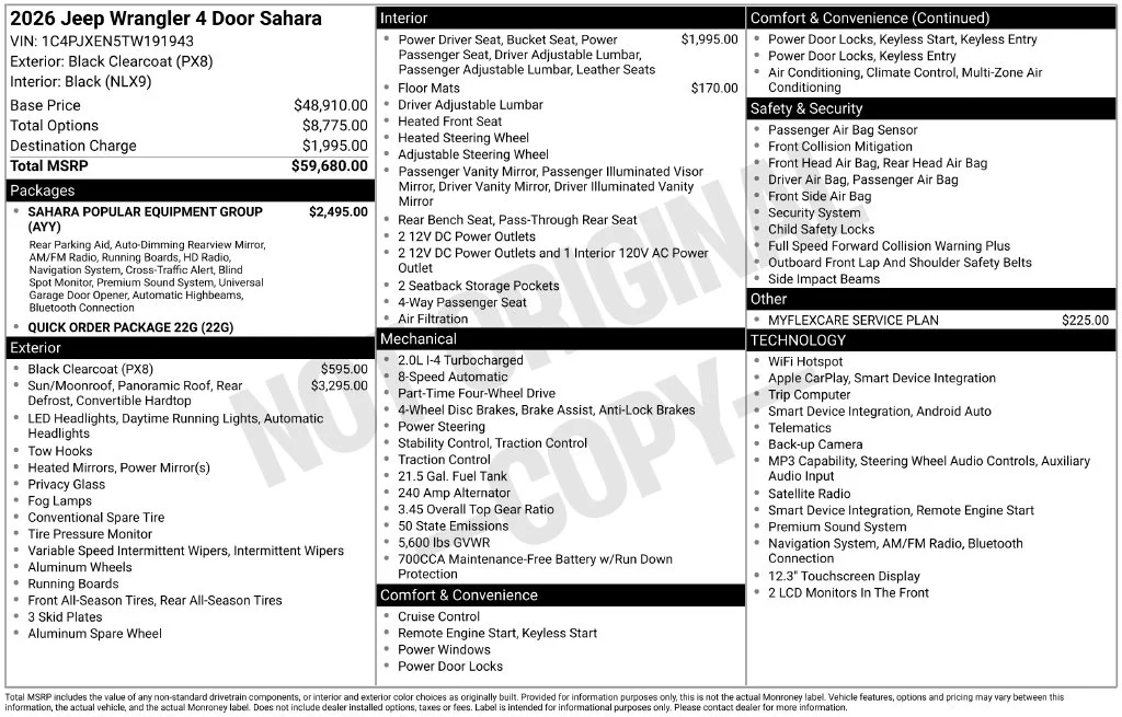 New 2026 Black Clear-Coat Exterior Paint Jeep Sahara image 6