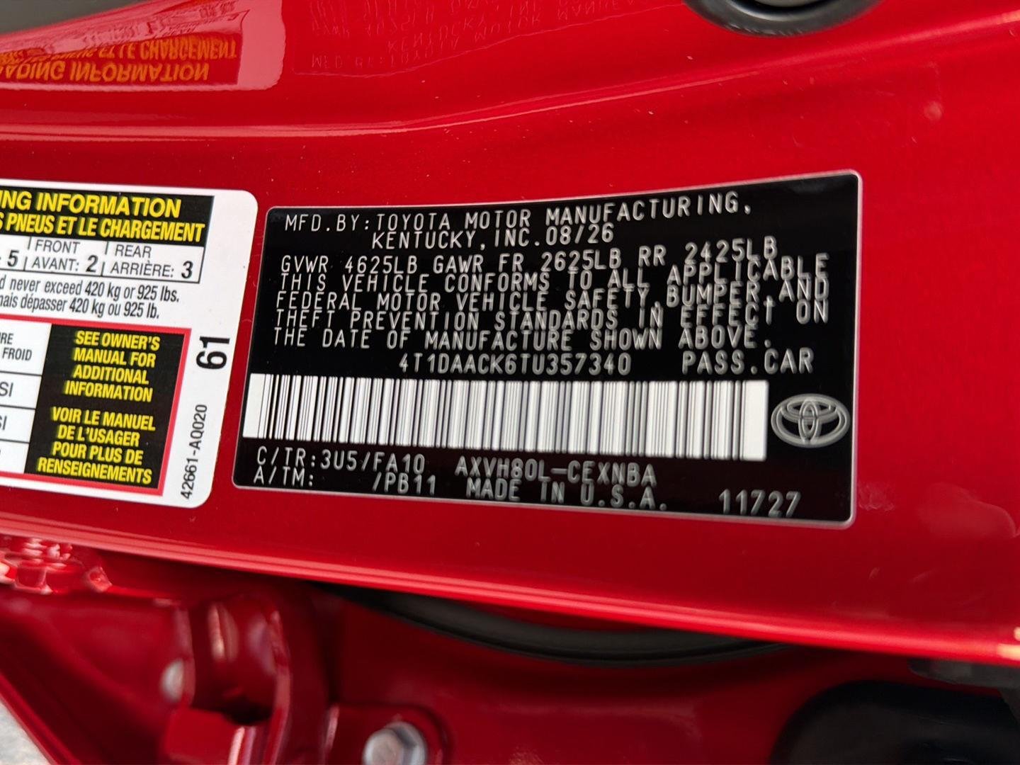 New 2026 Supersonic Red Toyota LE image 34