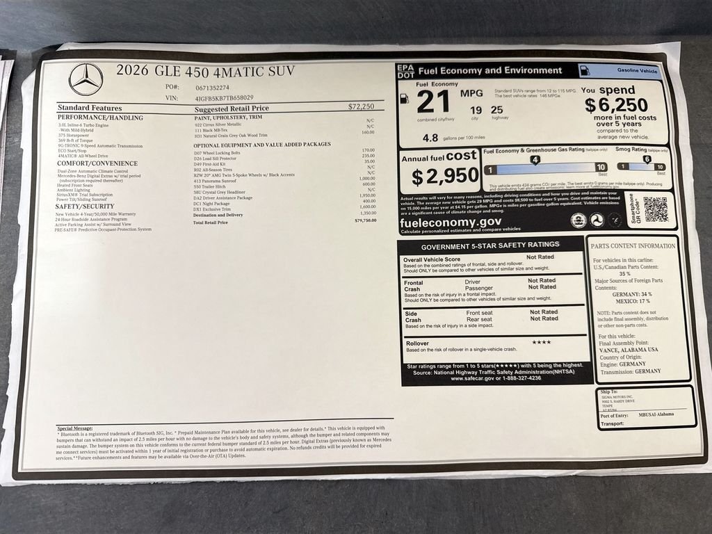 New 2026 Cirrus Silver Metallic Mercedes-Benz GLE 450 image 9