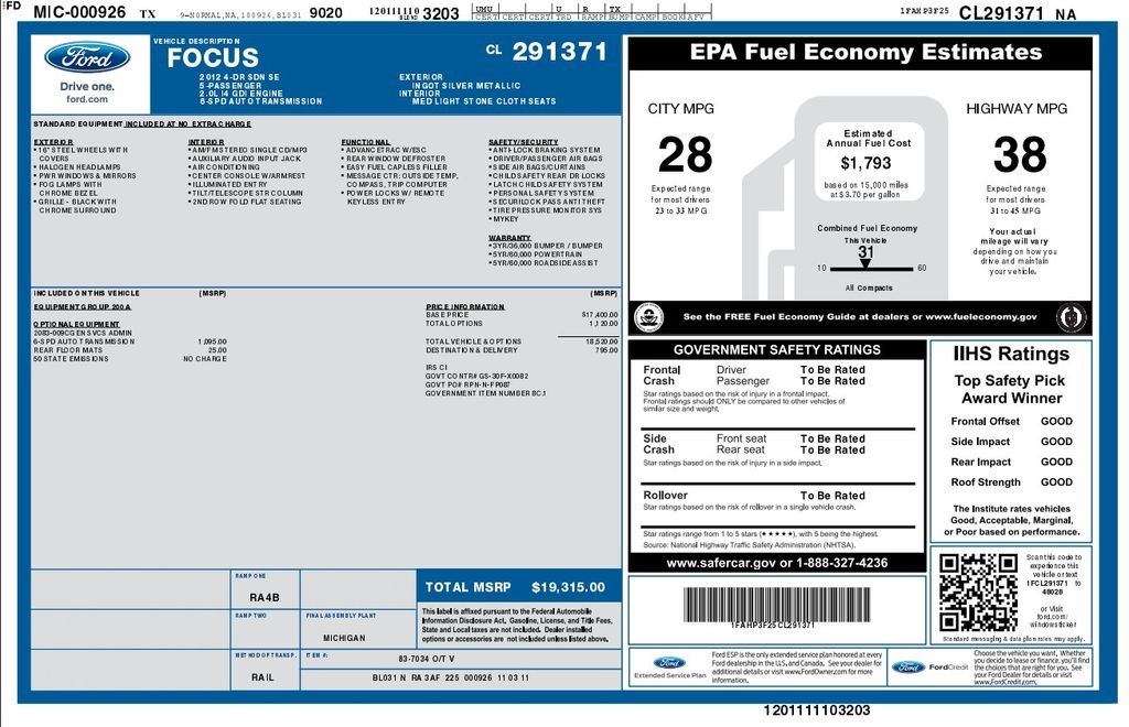 New 2012 Silver Ford SE image 4