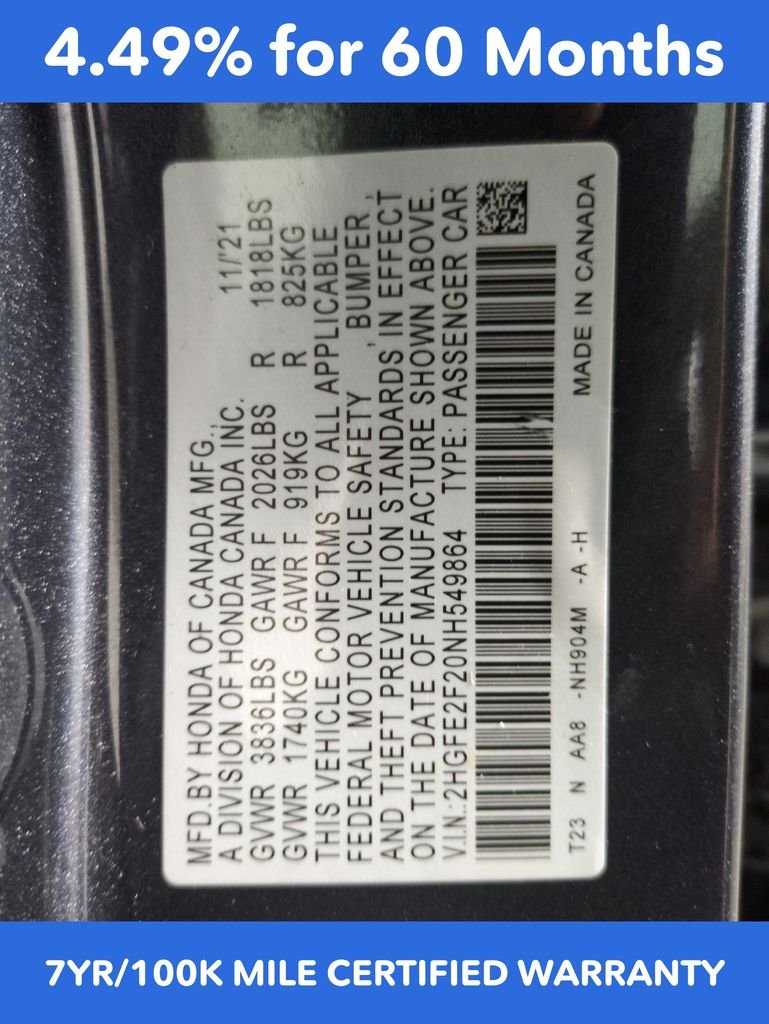 Certified Used 2022 Meteorite Gray Metallic Honda LX image 28