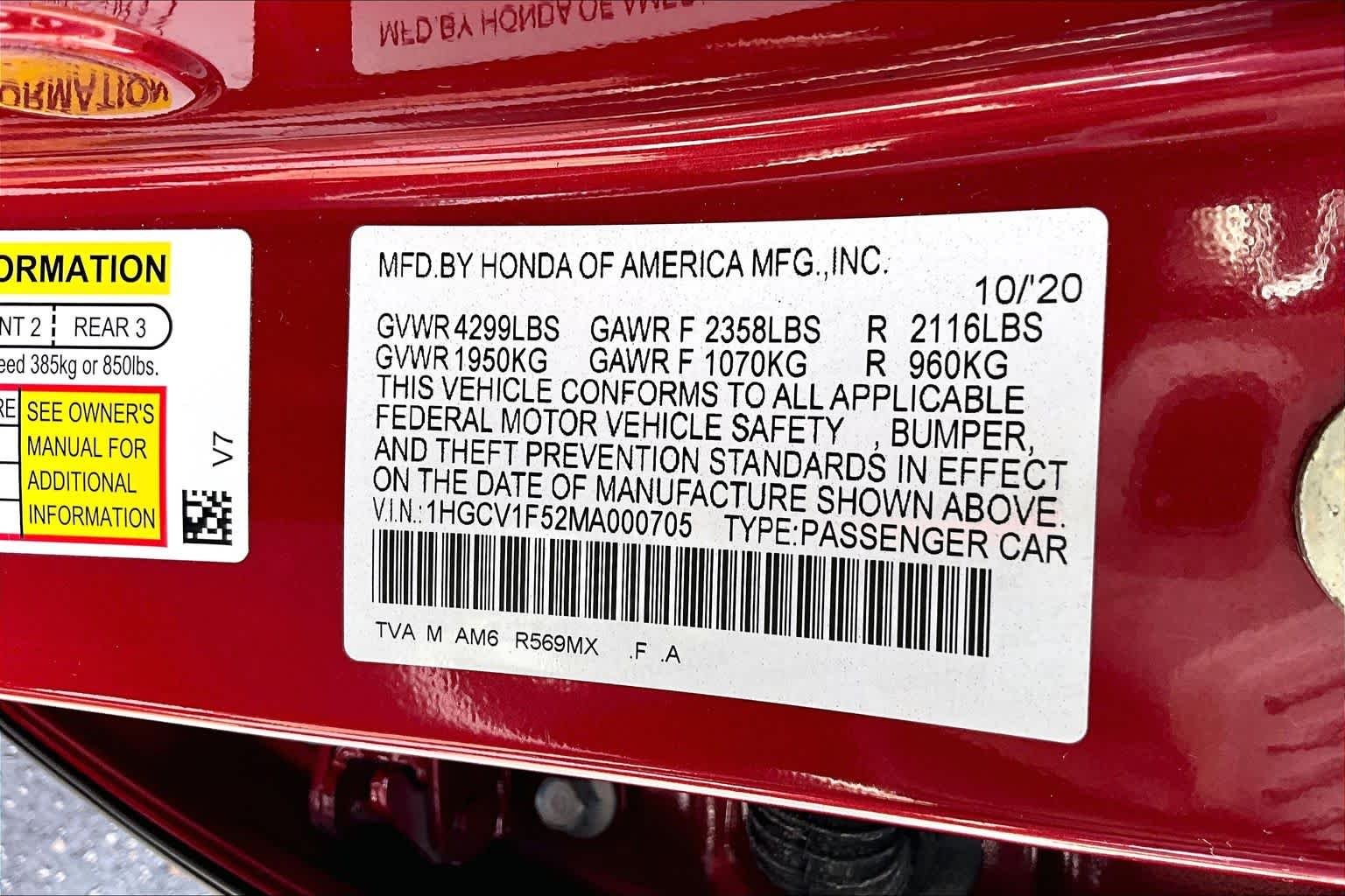 Used 2021 Radiant Red Metallic Honda EX-L image 32