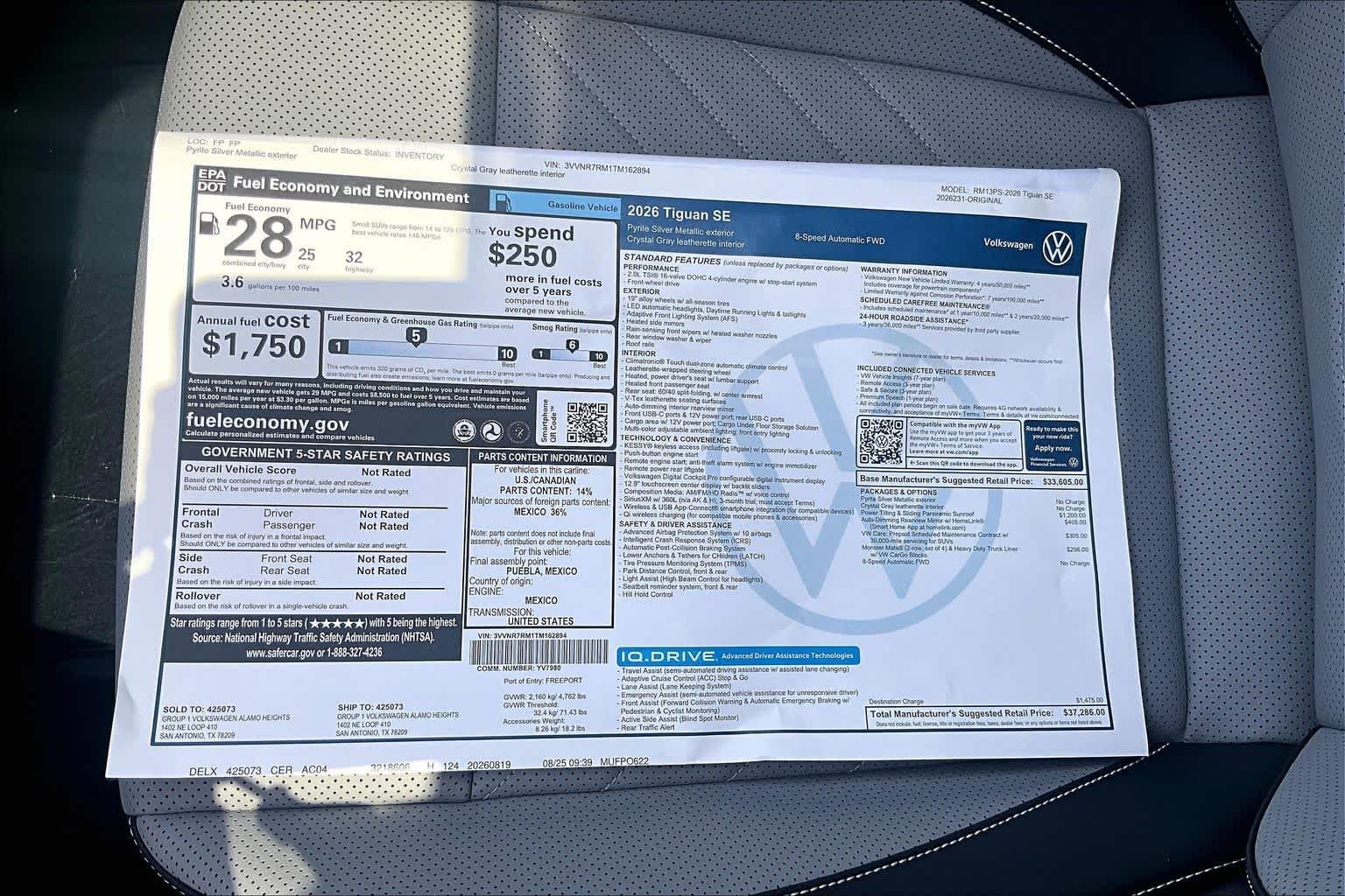 New 2026 Pyrite Silver M Volkswagen 2.0T SE image 22