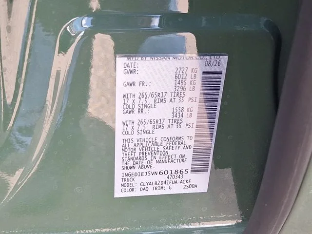 New 2027 Tactical Green Metallic Nissan Crew Cab SV image 29