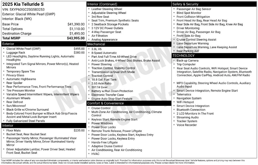 Used 2025 White Kia S image 1