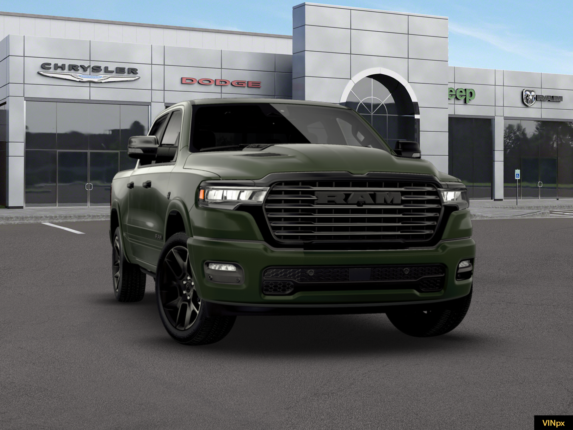 New 2026 Serrano-Green Metallic Exterior Paint RAM Laramie Crew Cab 4x4 57