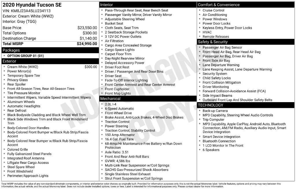 Used 2020 White Hyundai SE image 14