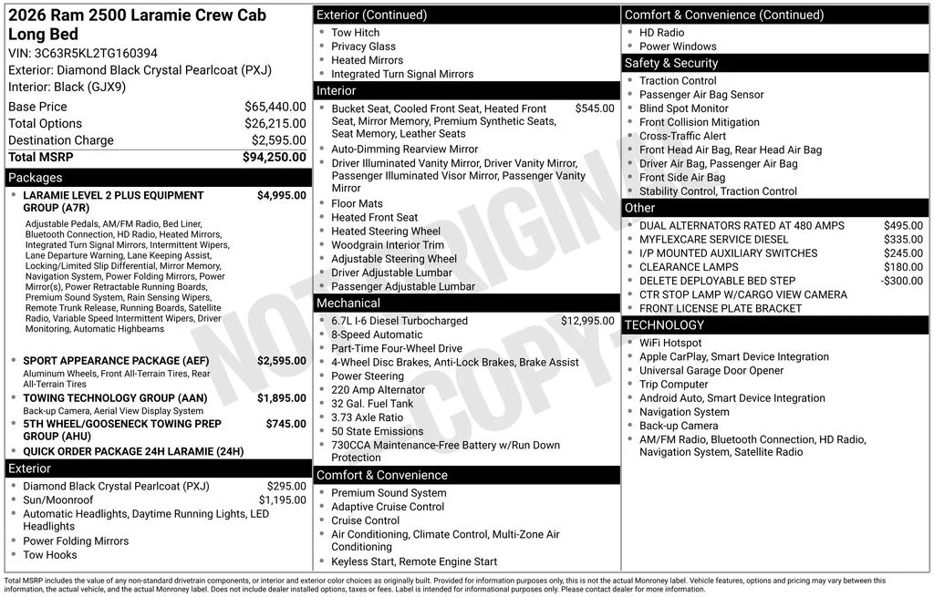 New 2026 Diamond Black Crystal Pearl-Coat Exterior Paint RAM Laramie image 6