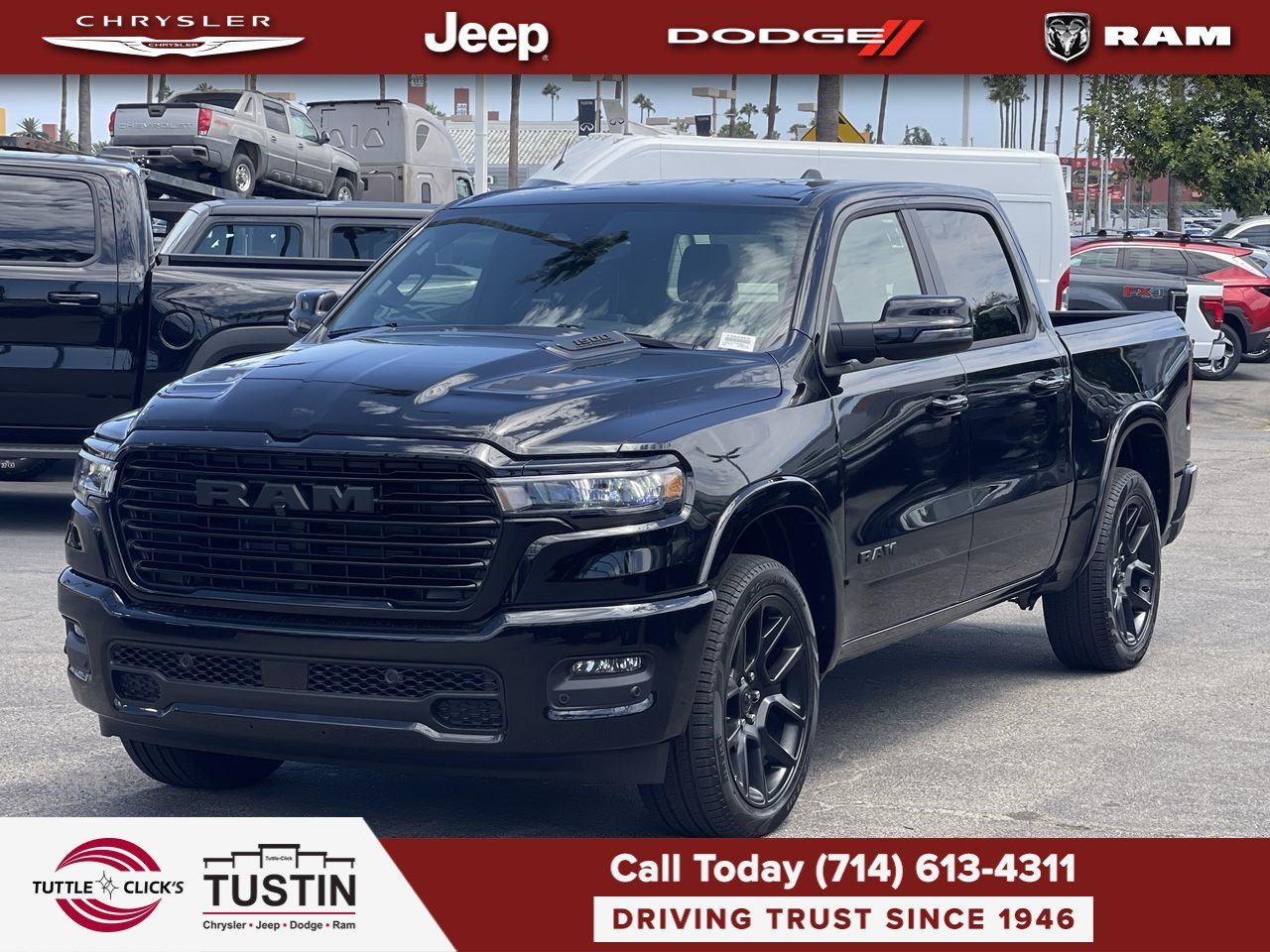 New 2026 Diamond Black Crystal Pearl-Coat Exterior Paint RAM Laramie image 3