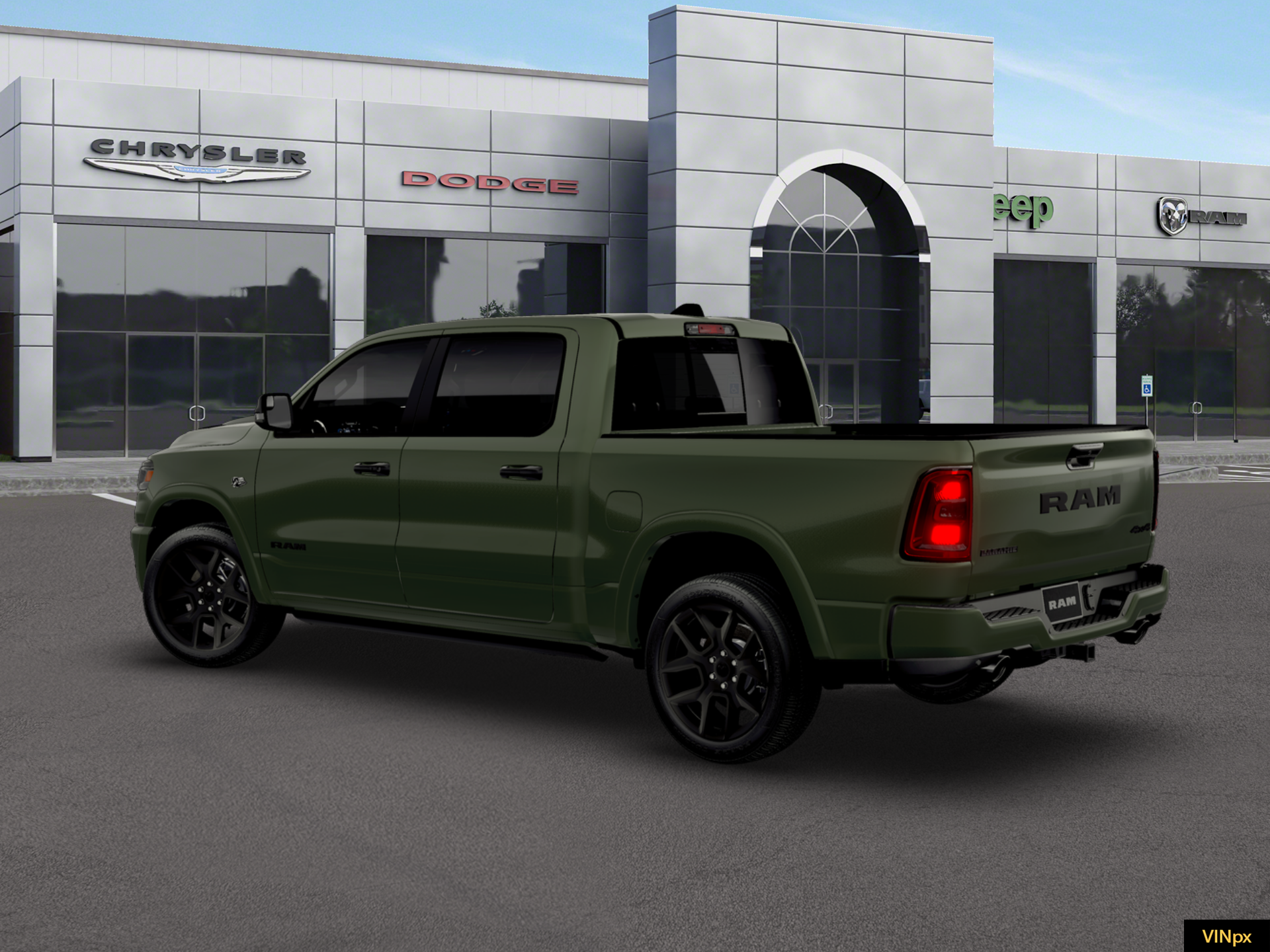 New 2026 Serrano-Green Metallic Exterior Paint RAM Laramie Crew Cab 4x4 57