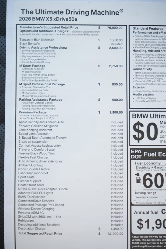 New 2026 Tanzanite Blue II Metallic BMW xDrive50e image 13