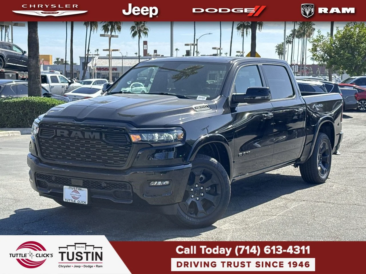 New 2027 Diamond Black Crystal Pearl-Coat Exterior Paint RAM Big Horn image 1