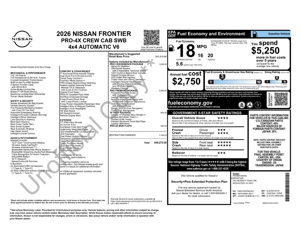 New 2026 White Nissan PRO-4X w/R Package image 2