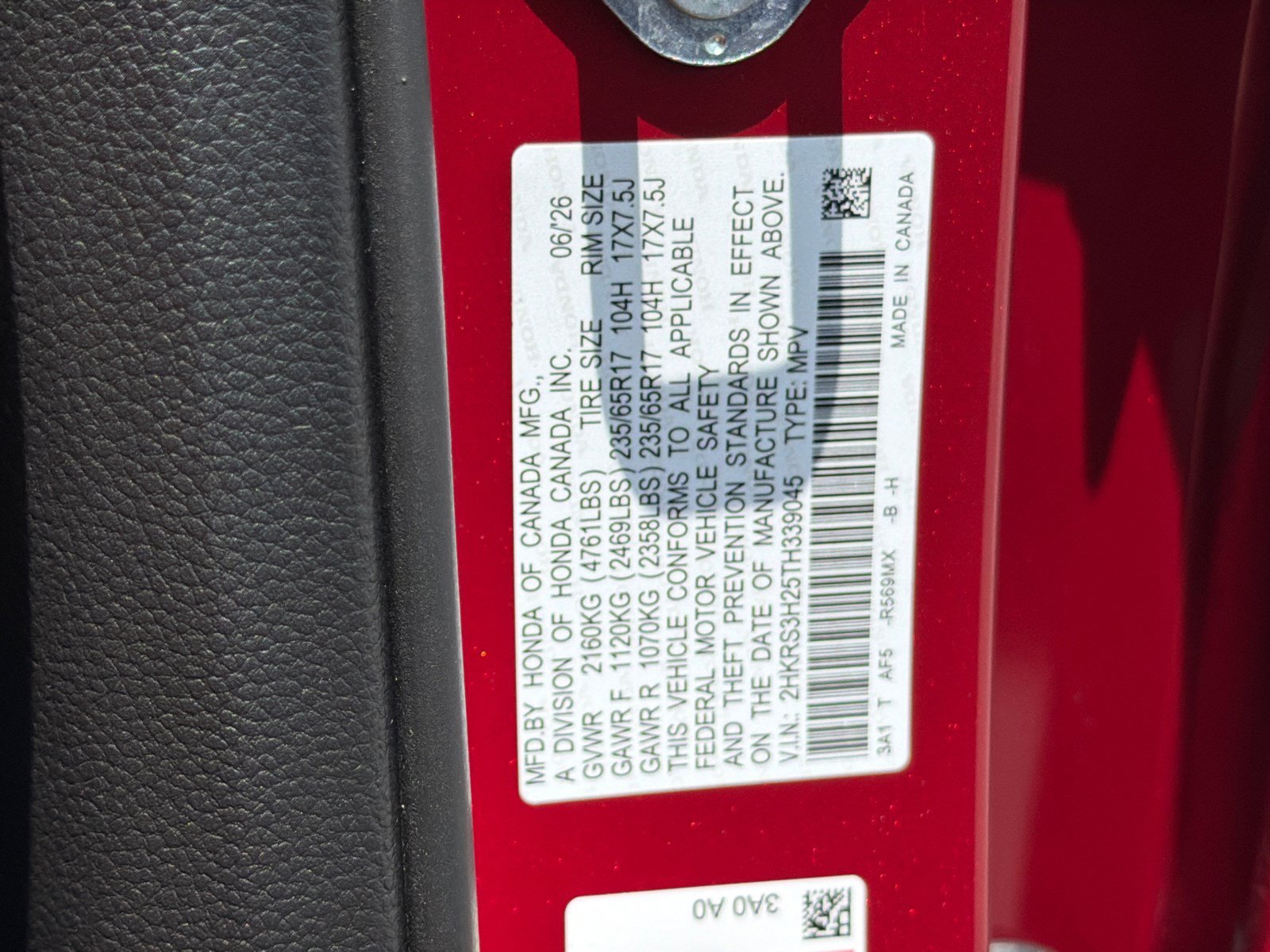 New 2026 Radiant Red Metallic Honda LX image 25