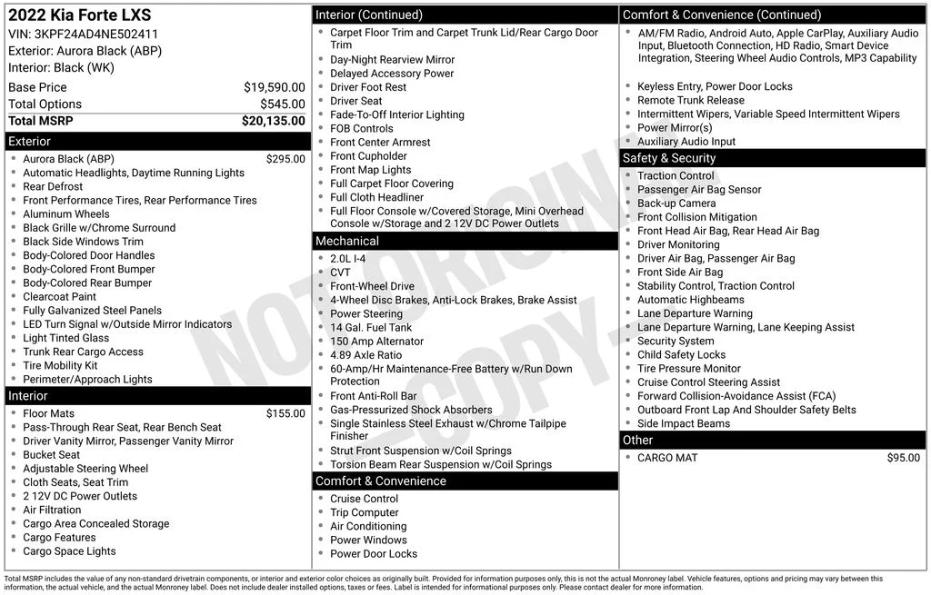 Used 2022 Black Kia LXS image 17