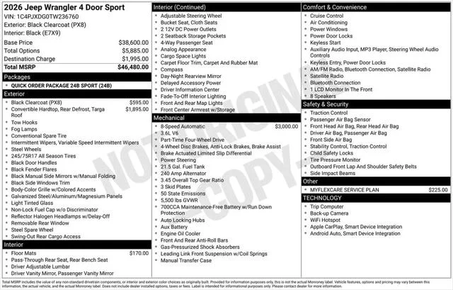 New 2026 Black Clearcoat Jeep Sport image 35
