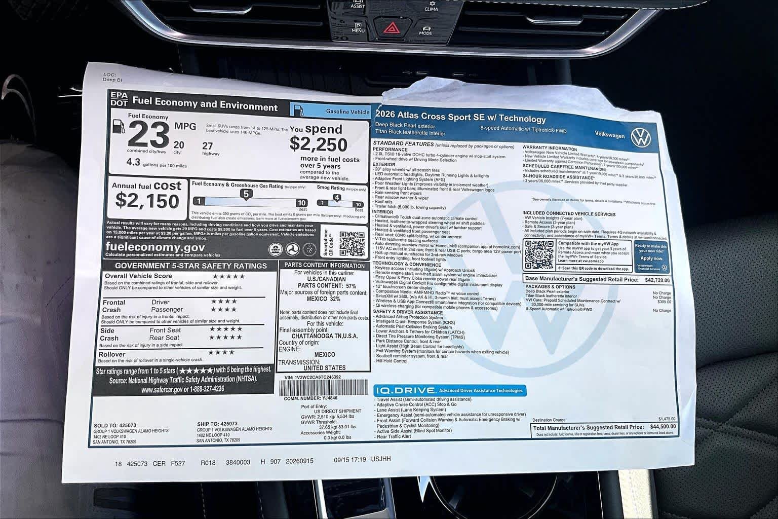 New 2026 Deep Black Pear Volkswagen SE w/Technology image 22