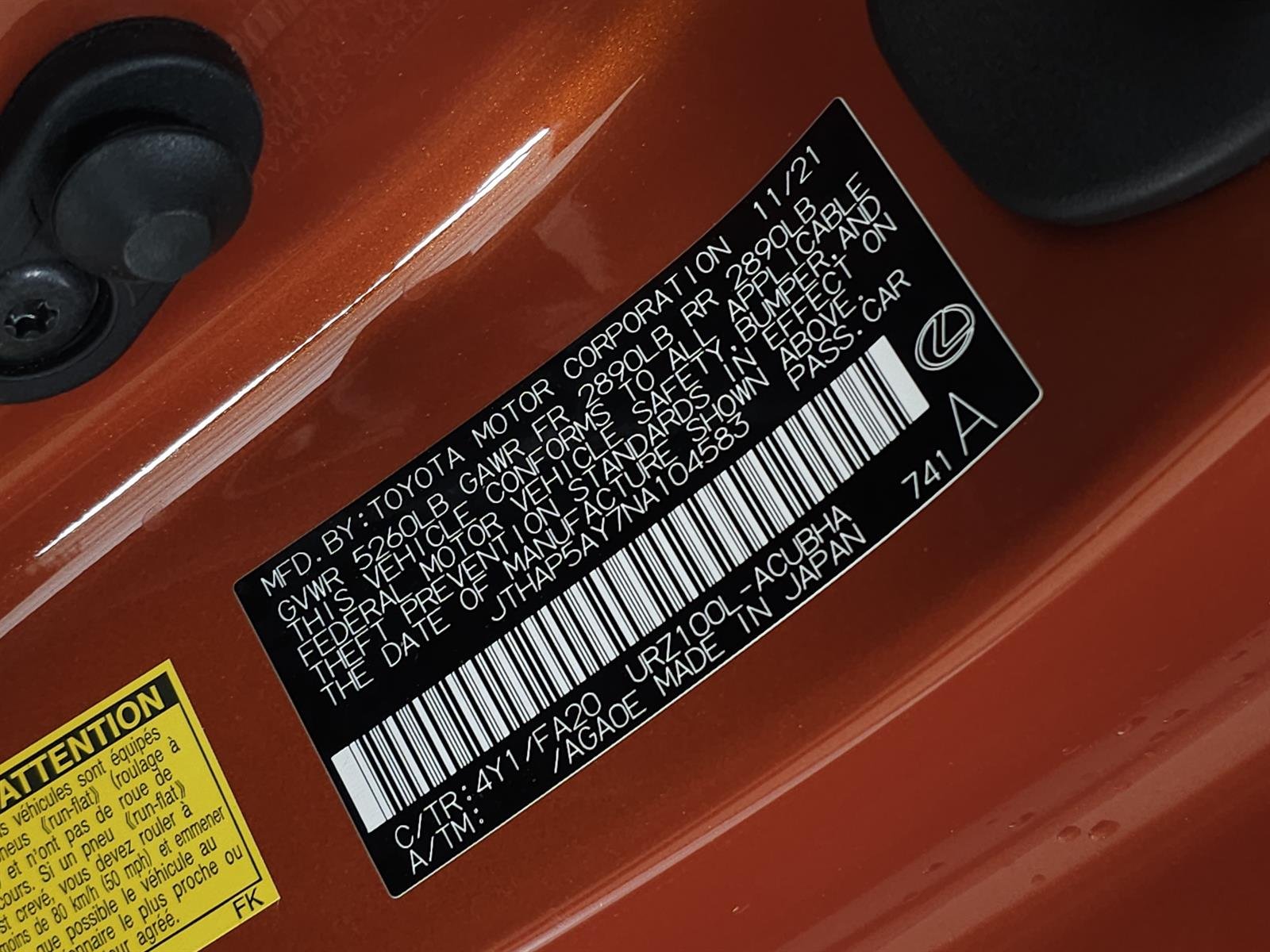 Certified Used 2022 Orange Lexus  image 37