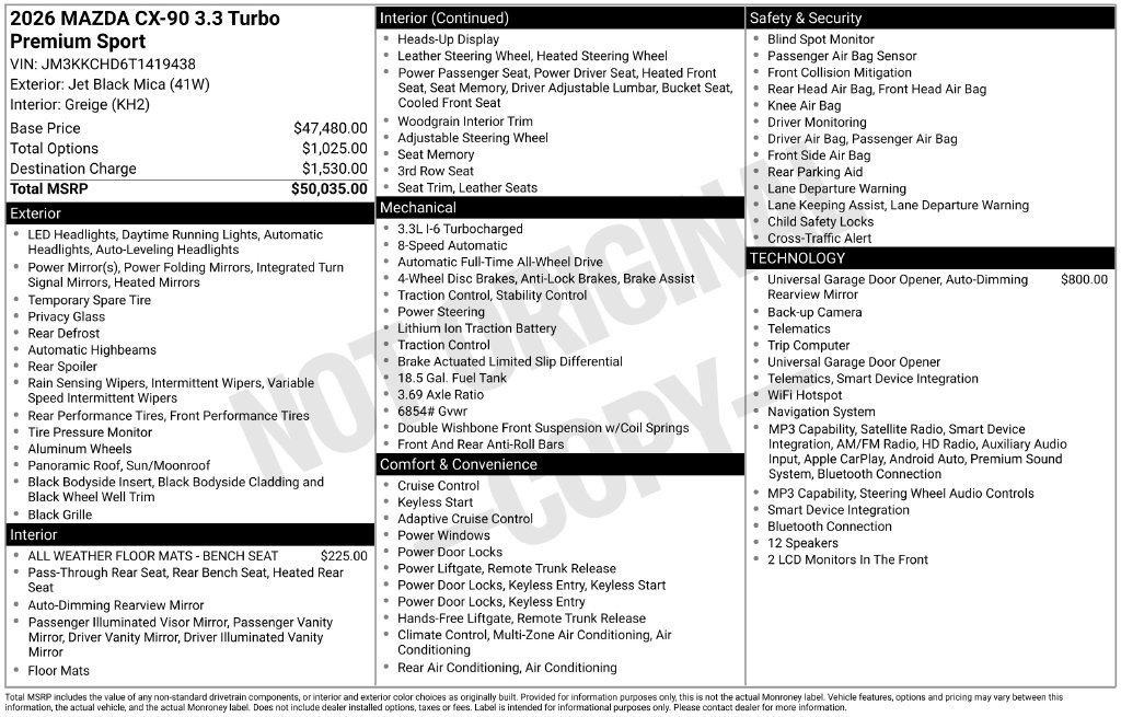 New 2026 Jet Black Mica Mazda 3.3 Turbo Premium Sport AWD image 2
