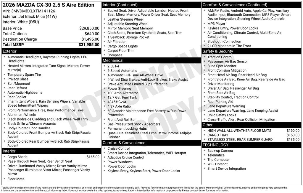 New 2026 Jet Black Mica Mazda 2.5 S Aire Edition image 4