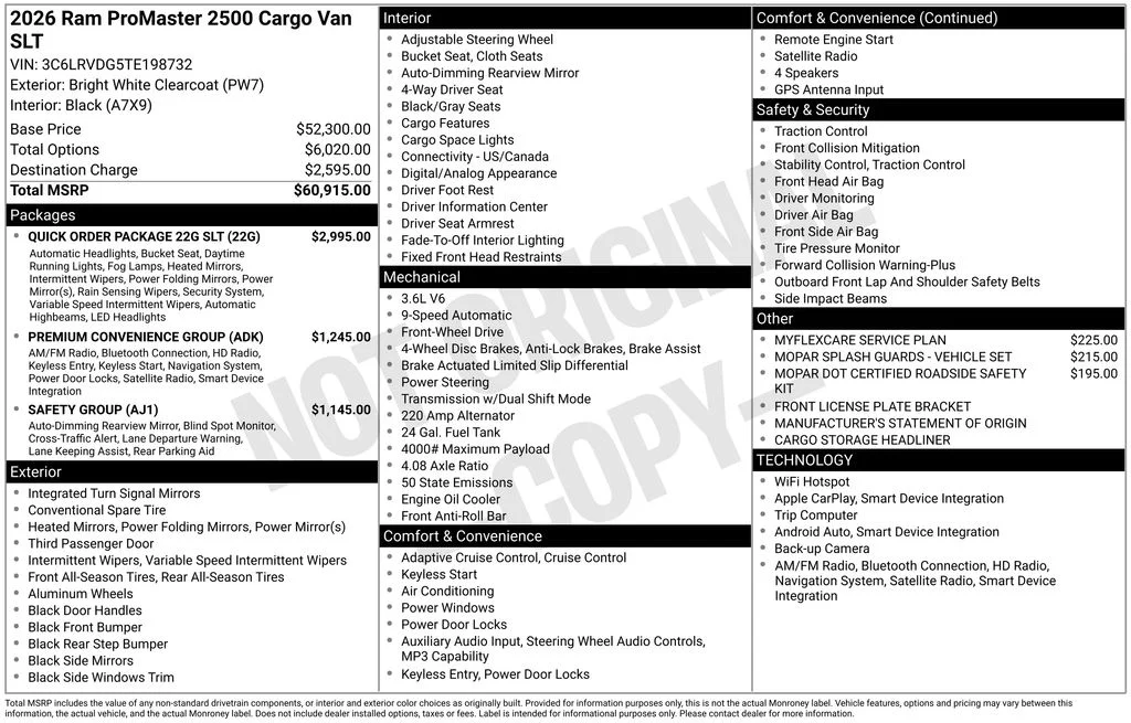 New 2026 Bright White Clear-Coat Exterior Paint RAM High Roof image 6