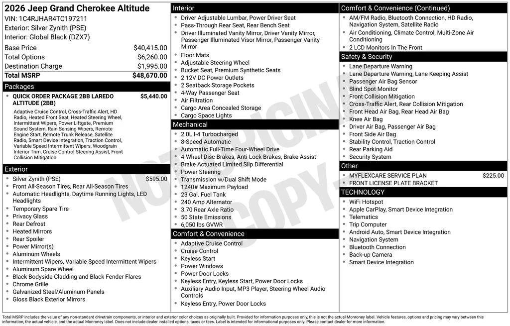 New 2026 Silver Zynith Exterior Paint Jeep Altitude image 6
