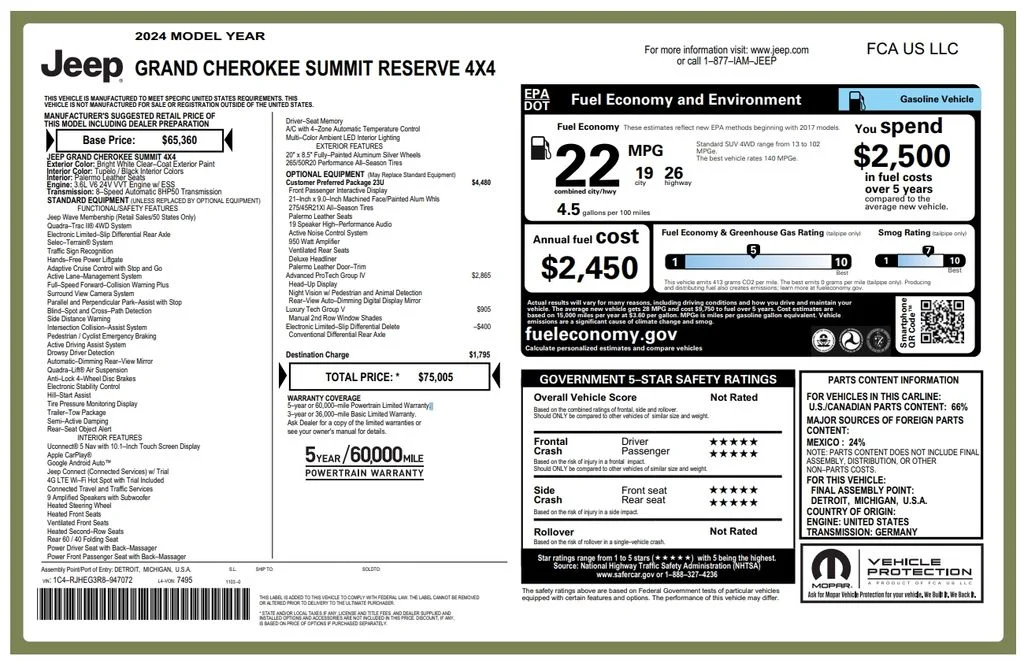 Used 2024 White Jeep Summit Reserve image 3